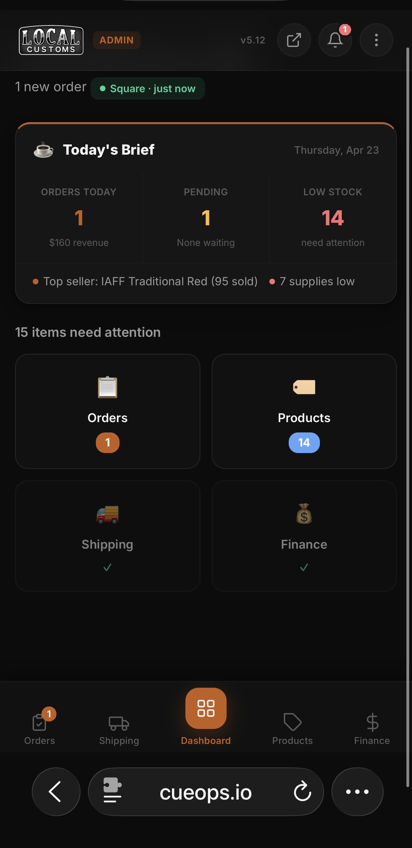Local Customs admin dashboard